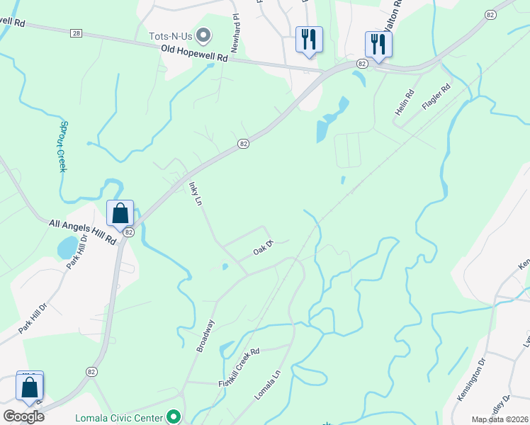 map of restaurants, bars, coffee shops, grocery stores, and more near 21 Oak Drive in East Fishkill