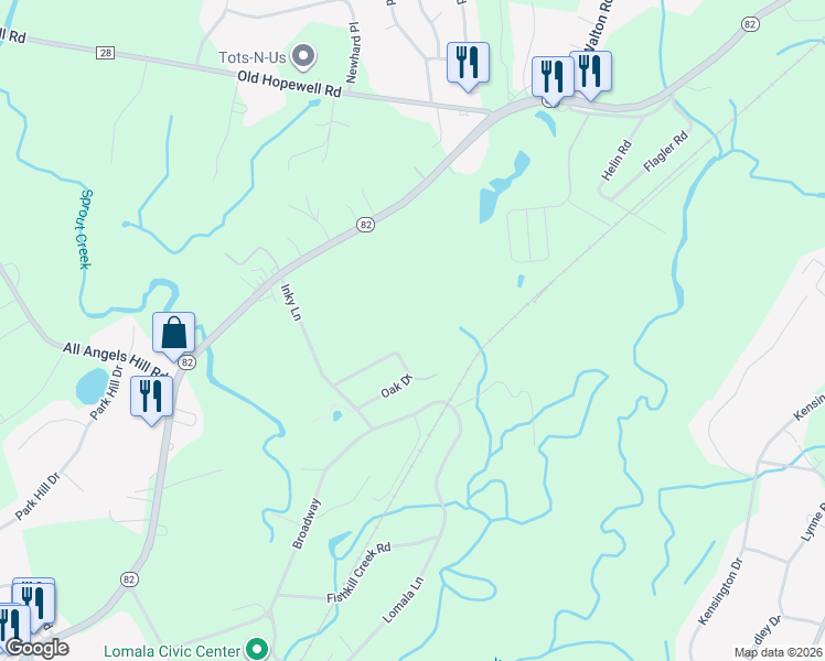 map of restaurants, bars, coffee shops, grocery stores, and more near 21 Oak Drive in Dutchess County