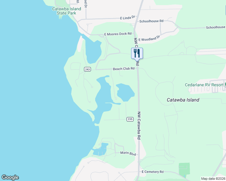 map of restaurants, bars, coffee shops, grocery stores, and more near 2918 Northwest Catawba Road in Port Clinton