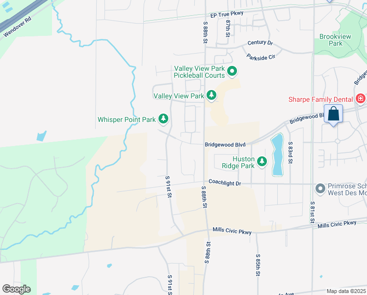 map of restaurants, bars, coffee shops, grocery stores, and more near 162 South 91st Street in West Des Moines