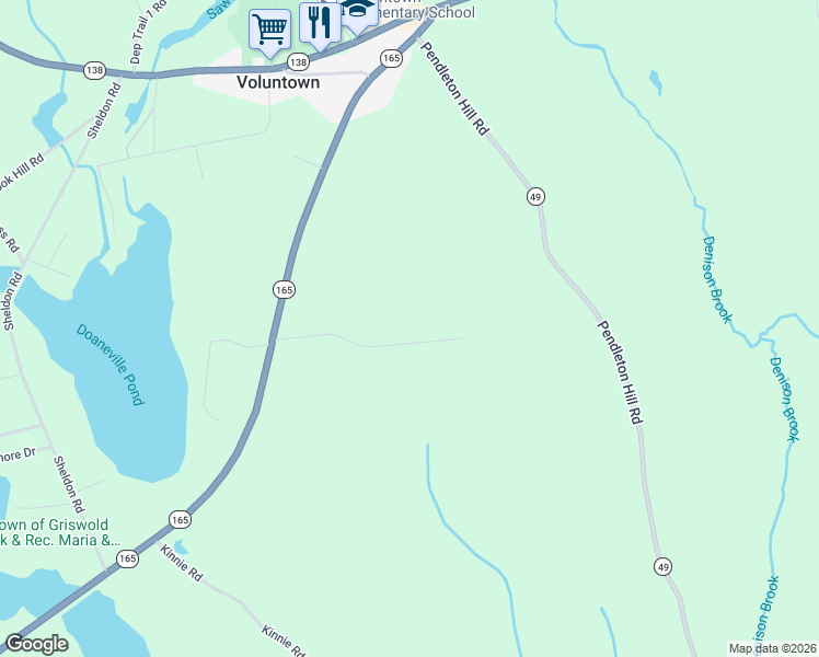 map of restaurants, bars, coffee shops, grocery stores, and more near 59 Hi-Top Hill Road in Voluntown