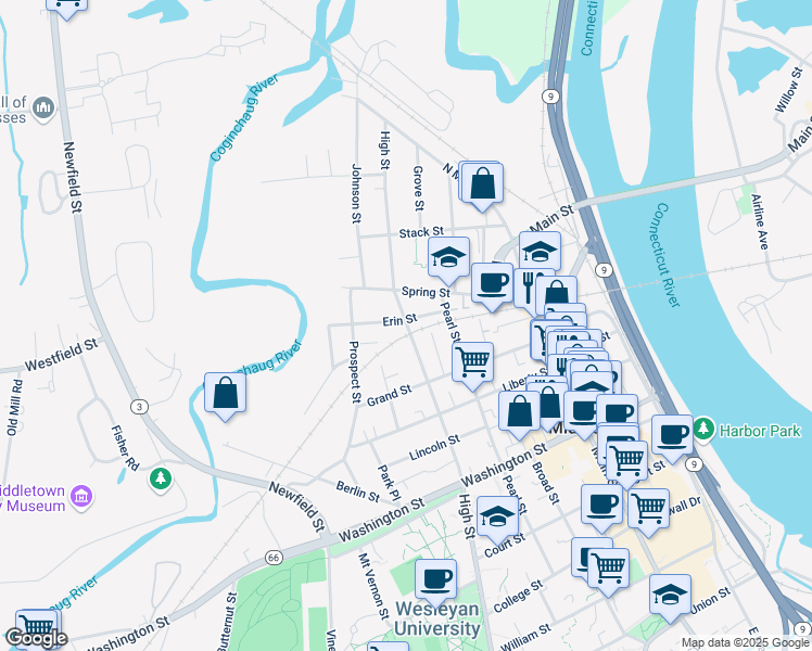 map of restaurants, bars, coffee shops, grocery stores, and more near 11 Erin Street in Middletown