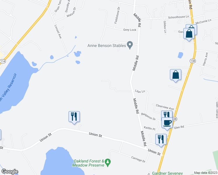 map of restaurants, bars, coffee shops, grocery stores, and more near 993 Middle Road in Portsmouth