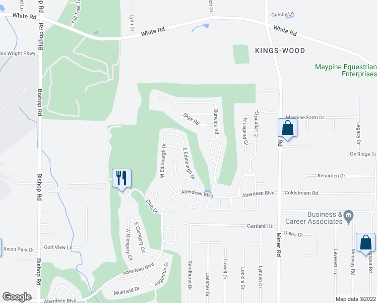 map of restaurants, bars, coffee shops, grocery stores, and more near 317 East Edinburgh Drive in Cleveland