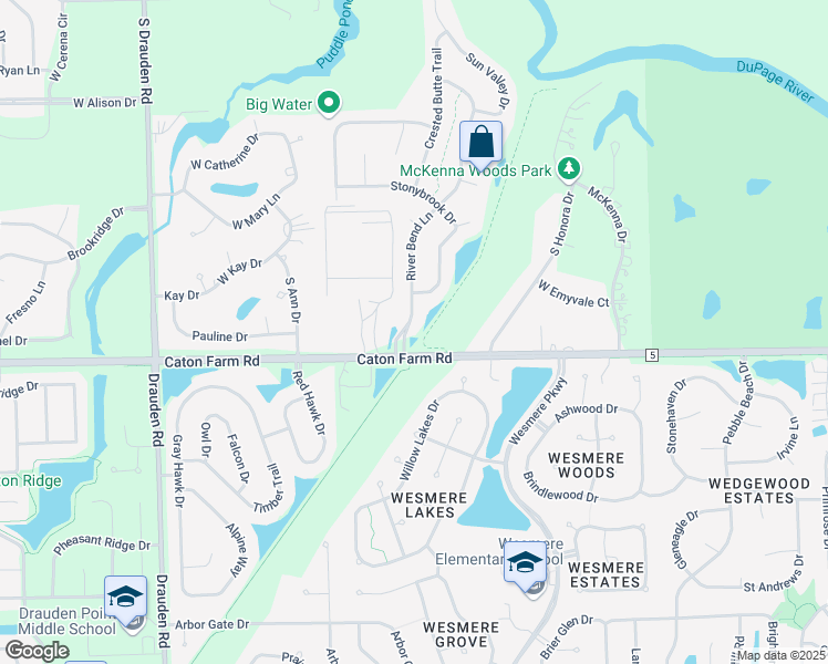 map of restaurants, bars, coffee shops, grocery stores, and more near 2404 River Bend Lane in Plainfield