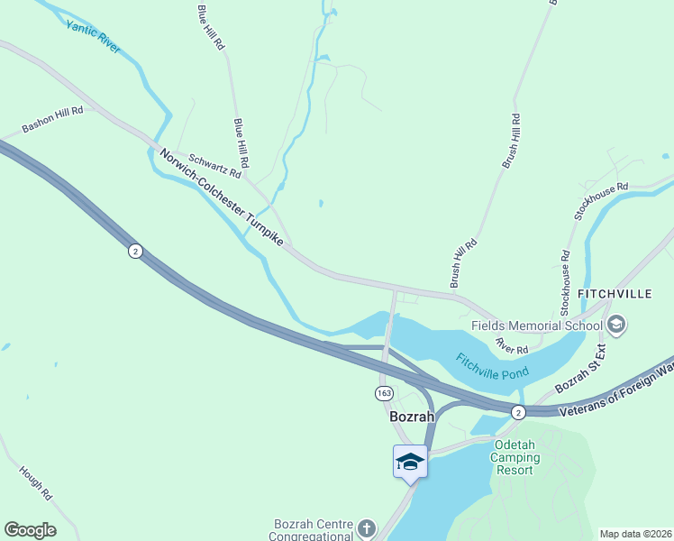 map of restaurants, bars, coffee shops, grocery stores, and more near 337 Fitchville Road in Bozrah