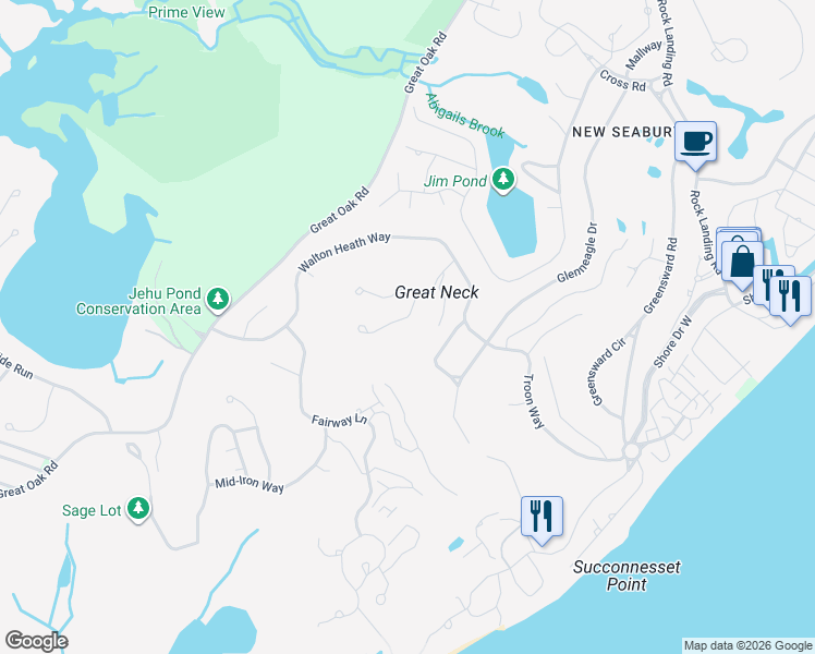 map of restaurants, bars, coffee shops, grocery stores, and more near 6 Slice Way in Mashpee