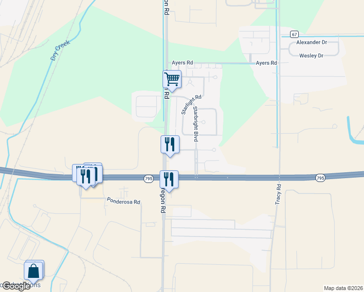 map of restaurants, bars, coffee shops, grocery stores, and more near 28699 Starlight Road in Perrysburg