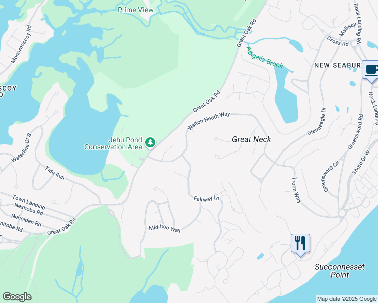 map of restaurants, bars, coffee shops, grocery stores, and more near 63 Walton Heath Way in Mashpee