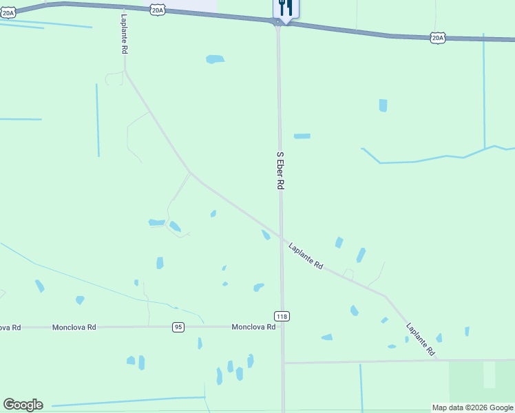 map of restaurants, bars, coffee shops, grocery stores, and more near 4050 Eber Road in Monclova