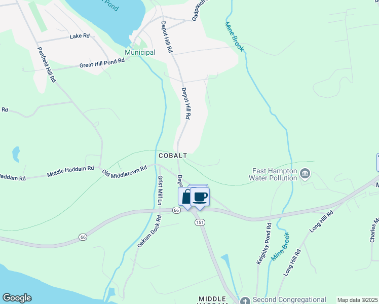 map of restaurants, bars, coffee shops, grocery stores, and more near 65 Depot Hill Road in East Hampton