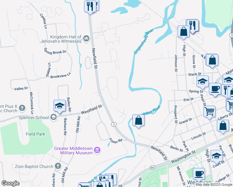 map of restaurants, bars, coffee shops, grocery stores, and more near 174 Rose Circle in Middletown