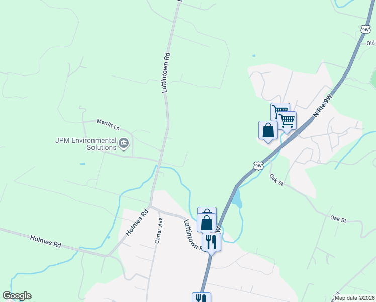 map of restaurants, bars, coffee shops, grocery stores, and more near 7 Greiner Road in Newburgh