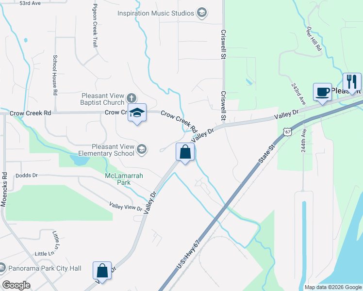 map of restaurants, bars, coffee shops, grocery stores, and more near 6844-6886 Valley Drive in Bettendorf