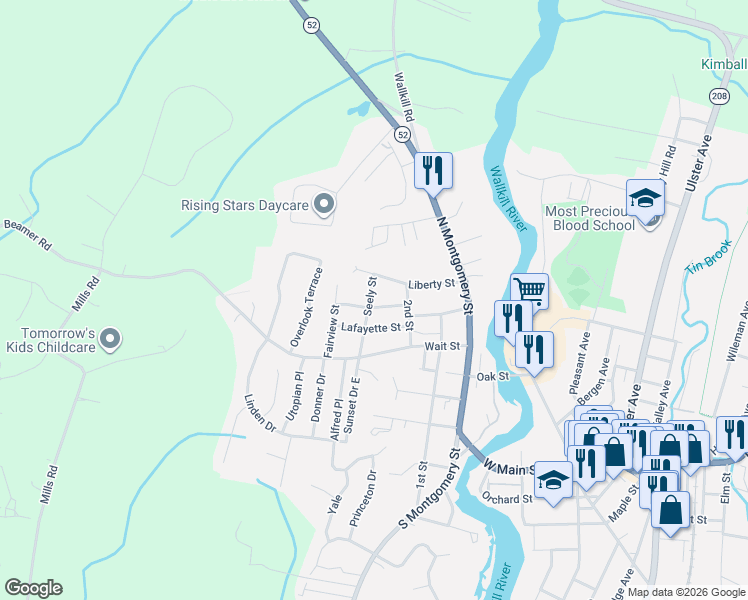 map of restaurants, bars, coffee shops, grocery stores, and more near 44 Seely Street in Walden