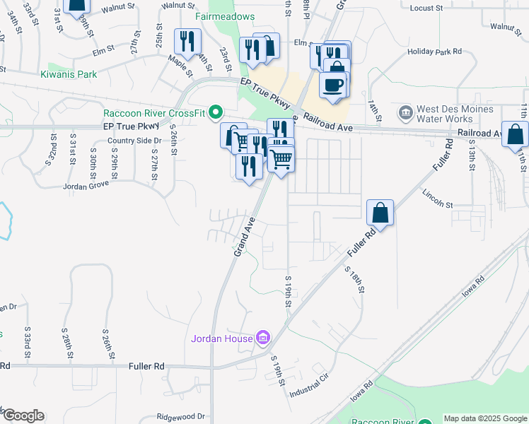 map of restaurants, bars, coffee shops, grocery stores, and more near 2110 Grand Avenue in West Des Moines