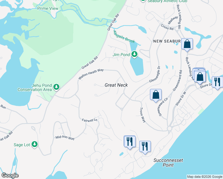 map of restaurants, bars, coffee shops, grocery stores, and more near 6 Slice Way in Mashpee