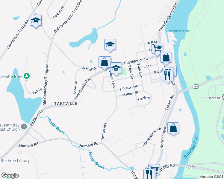 map of restaurants, bars, coffee shops, grocery stores, and more near in New London County