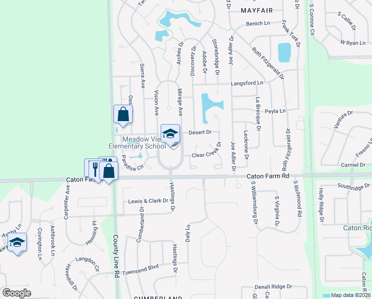 map of restaurants, bars, coffee shops, grocery stores, and more near 2502 Mirage Avenue in Plainfield