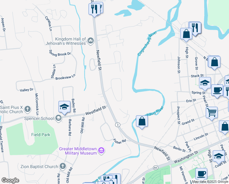 map of restaurants, bars, coffee shops, grocery stores, and more near 204 Rose Circle in Middletown