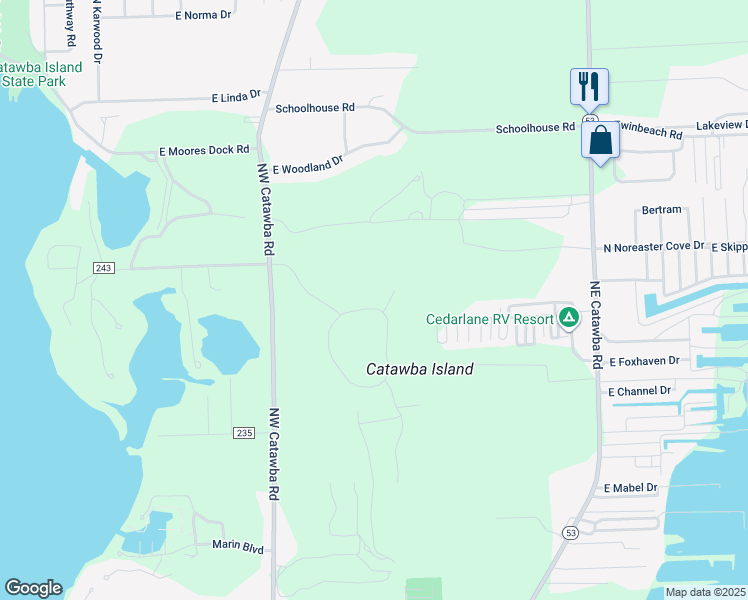 map of restaurants, bars, coffee shops, grocery stores, and more near 2700 North Canterbury Circle in Port Clinton