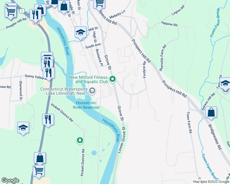 map of restaurants, bars, coffee shops, grocery stores, and more near 4 Anderson Avenue in New Milford