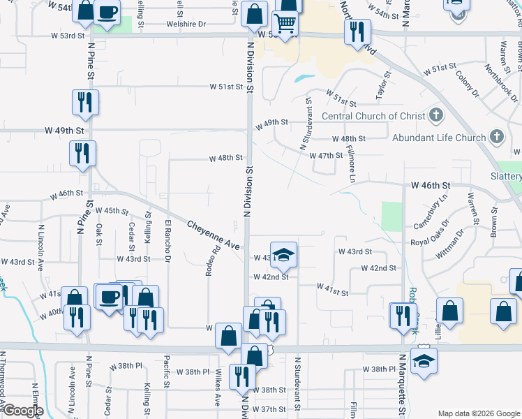 map of restaurants, bars, coffee shops, grocery stores, and more near 4515 North Division Street in Davenport