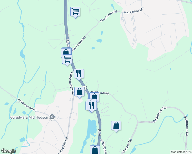 map of restaurants, bars, coffee shops, grocery stores, and more near 94 Smithtown Road in Fishkill