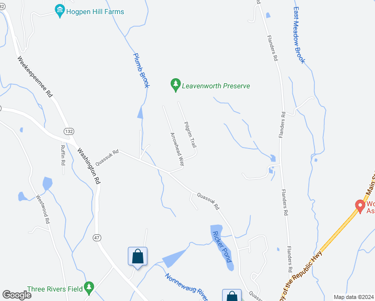 map of restaurants, bars, coffee shops, grocery stores, and more near 200 Quassuk Rd in Woodbury
