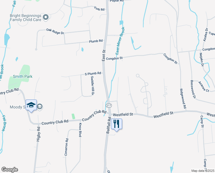 map of restaurants, bars, coffee shops, grocery stores, and more near 110 East Street in Middletown