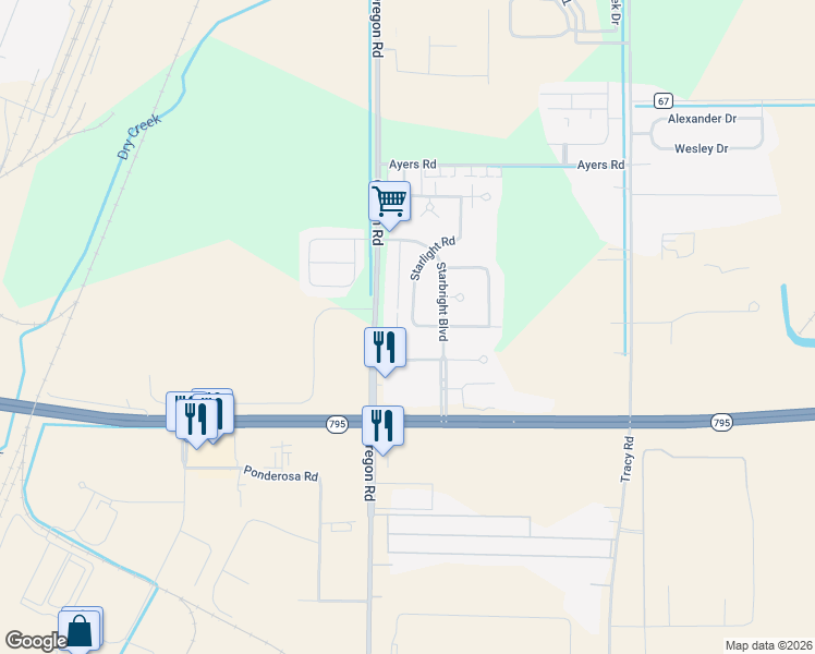 map of restaurants, bars, coffee shops, grocery stores, and more near 28699 Starlight Road in Perrysburg