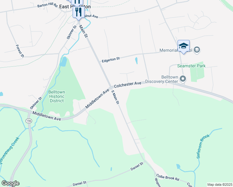 map of restaurants, bars, coffee shops, grocery stores, and more near 8 South Main Street in East Hampton