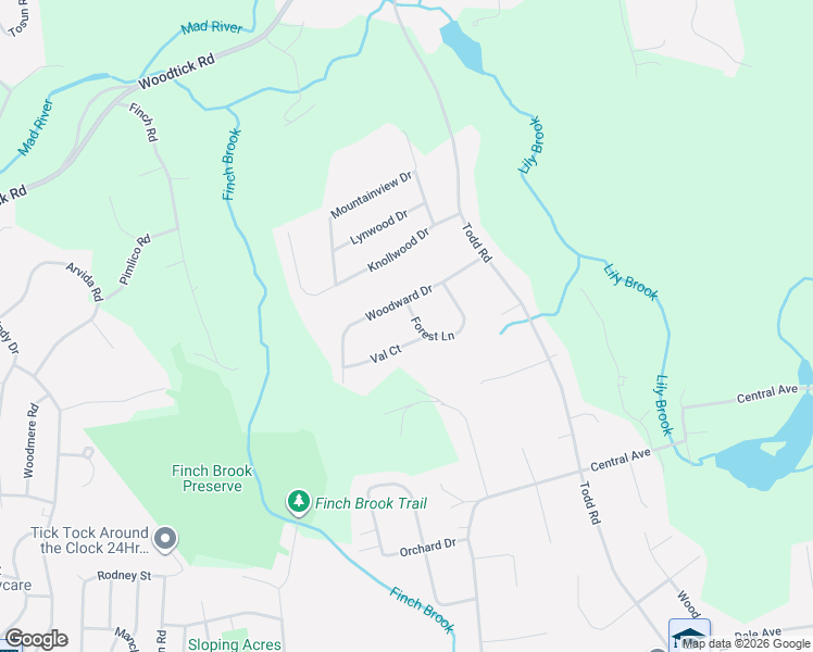 map of restaurants, bars, coffee shops, grocery stores, and more near 59 Forest Lane in Wolcott