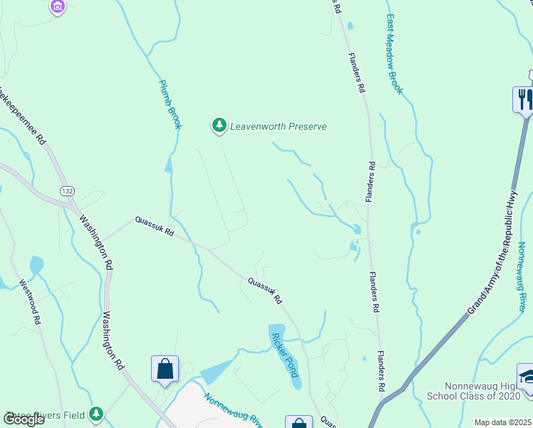 map of restaurants, bars, coffee shops, grocery stores, and more near 16 Pilgrim Trail in Woodbury