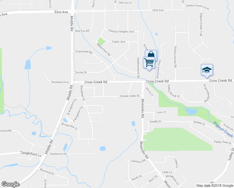 map of restaurants, bars, coffee shops, grocery stores, and more near 5392 Charter Oaks Drive in Bettendorf