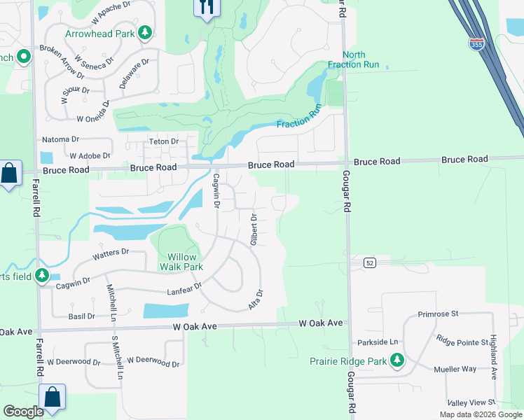 map of restaurants, bars, coffee shops, grocery stores, and more near 17656 Gilbert Drive in Lockport