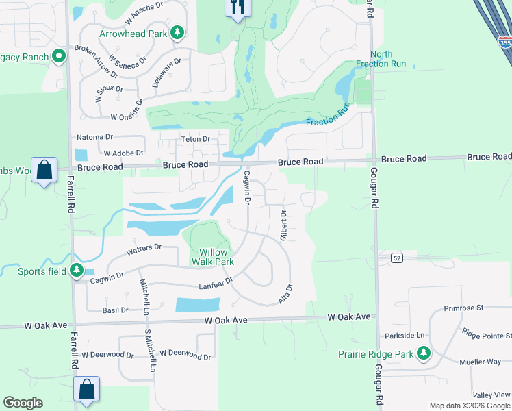 map of restaurants, bars, coffee shops, grocery stores, and more near 17557 Gilbert Drive in Lockport