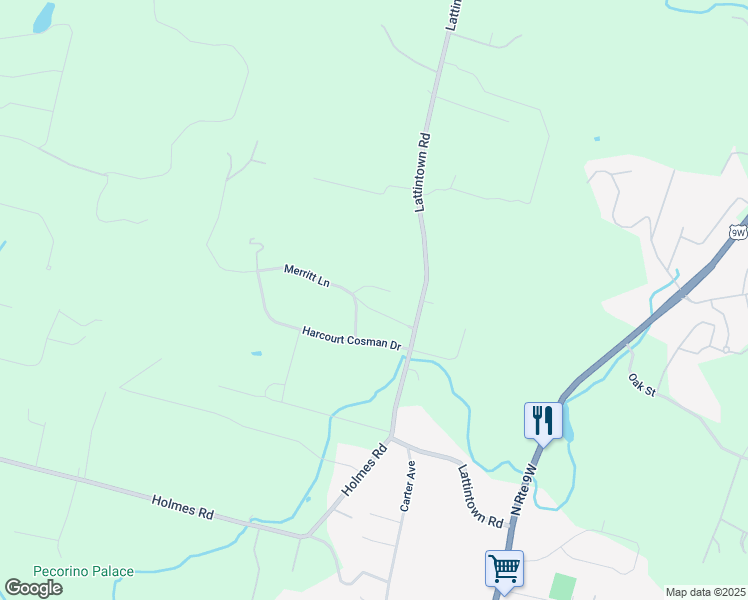 map of restaurants, bars, coffee shops, grocery stores, and more near 10 Merritt Lane in Newburgh