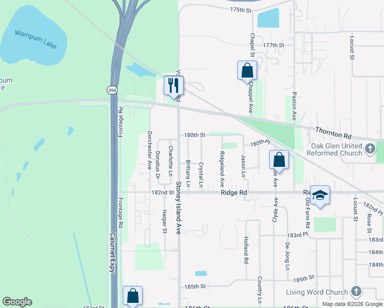map of restaurants, bars, coffee shops, grocery stores, and more near 18117 Brittany Lane in Lansing