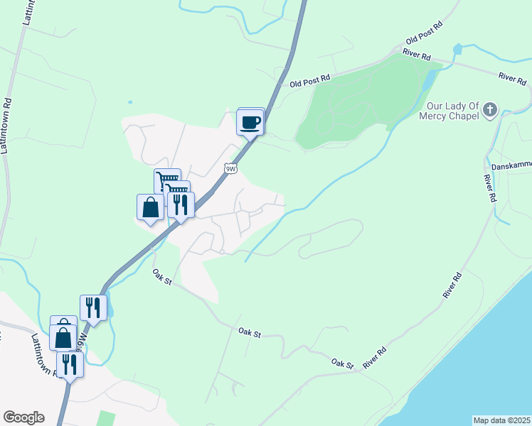 map of restaurants, bars, coffee shops, grocery stores, and more near 1203 McIntosh Place in Newburgh