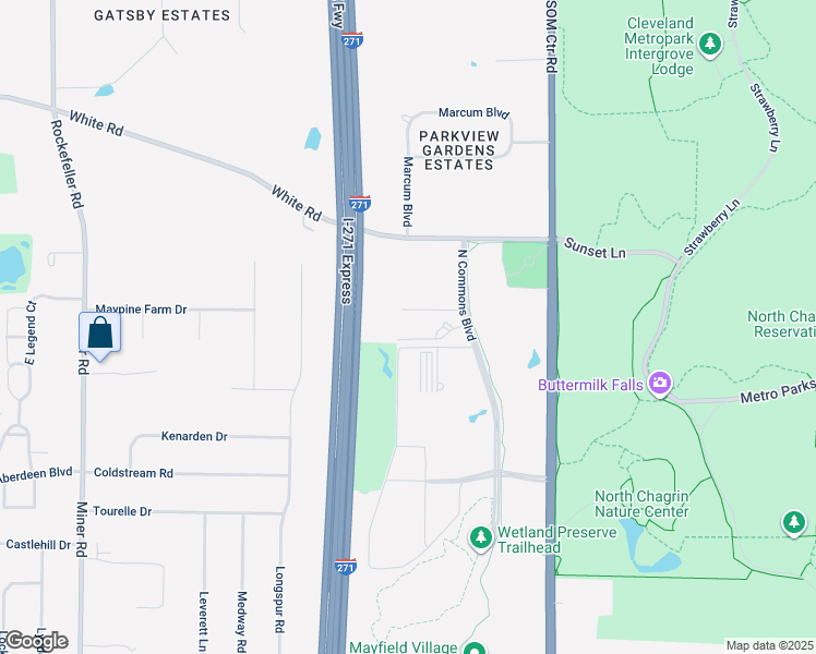 map of restaurants, bars, coffee shops, grocery stores, and more near 290 North Commons Boulevard in Mayfield