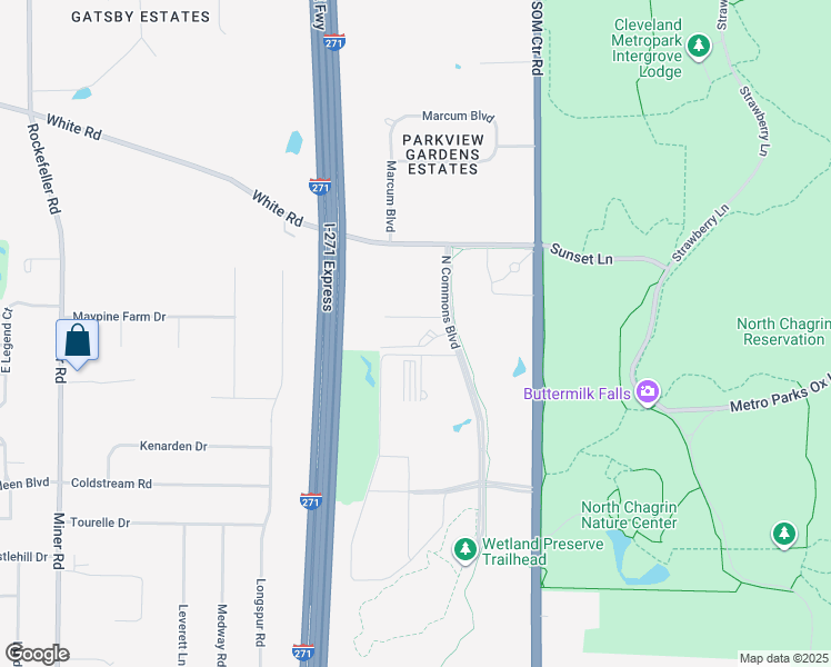 map of restaurants, bars, coffee shops, grocery stores, and more near 280 North Commons Boulevard in Mayfield