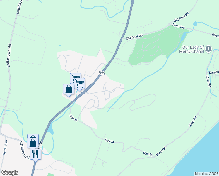 map of restaurants, bars, coffee shops, grocery stores, and more near 605 Cortland Drive in Newburgh