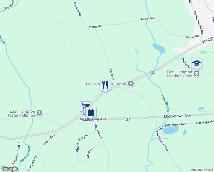 map of restaurants, bars, coffee shops, grocery stores, and more near 15 Cone Road in East Hampton