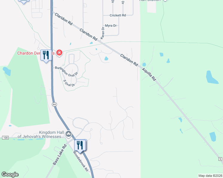 map of restaurants, bars, coffee shops, grocery stores, and more near 913 Lost Pond Parkway in Chardon