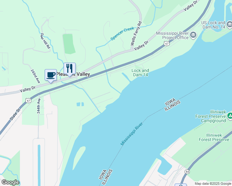 map of restaurants, bars, coffee shops, grocery stores, and more near 24901 179th Street Place in Bettendorf