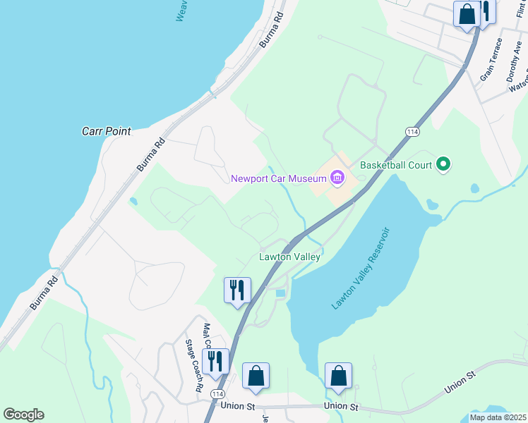 map of restaurants, bars, coffee shops, grocery stores, and more near 48 Lawton Brook Lane in Portsmouth