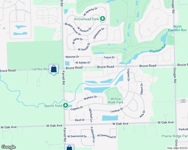 map of restaurants, bars, coffee shops, grocery stores, and more near 16550 Willow Walk Drive in Lockport
