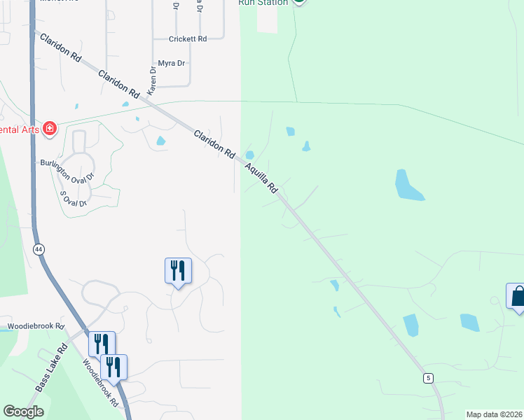 map of restaurants, bars, coffee shops, grocery stores, and more near 11188 Aquilla Road in Chardon