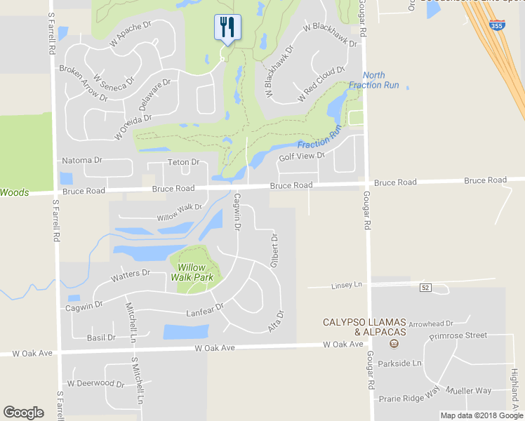 map of restaurants, bars, coffee shops, grocery stores, and more near 17554 Gilbert Drive in Lockport